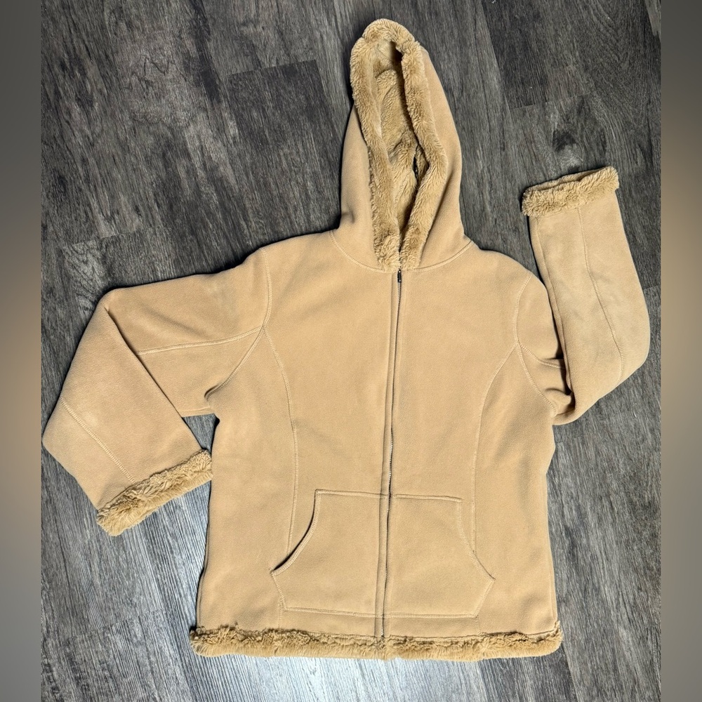 TEDDY Faux SHEEP Skin SHERPA Hoodie GREEN TEA Jacket